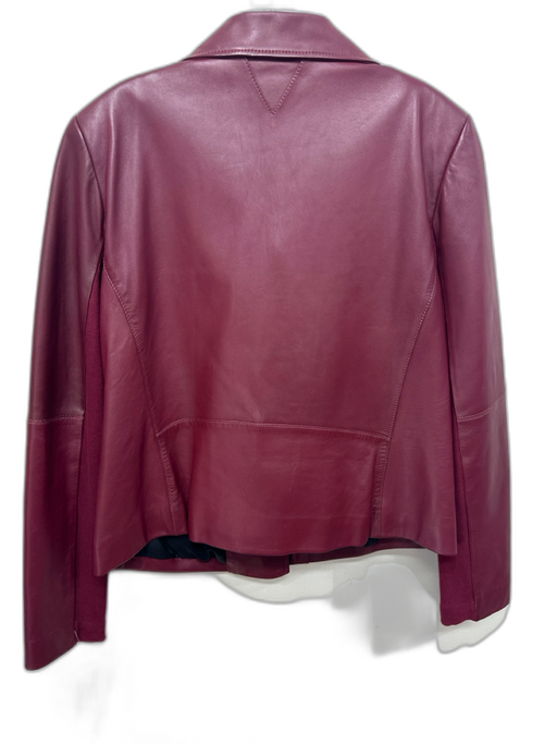 Veda Size 2 Maroon Red Leather Long Sleeve Asymmetric Zip Collar Jacket Maroon Red / 2