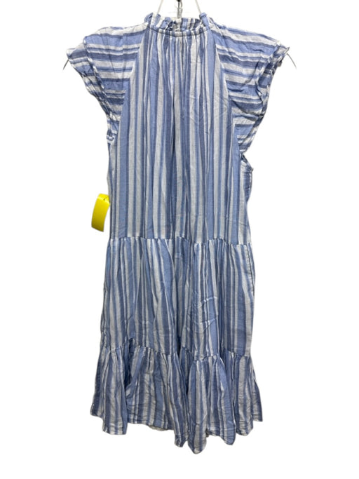 Veronica Beard Jeans Size 2 Blue & White Cotton Striped Ruffle Cap Sleeve Dress Blue & White / 2