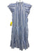 Veronica Beard Jeans Size 2 Blue & White Cotton Striped Ruffle Cap Sleeve Dress Blue & White / 2