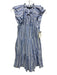 Veronica Beard Jeans Size 2 Blue & White Cotton Striped Ruffle Cap Sleeve Dress Blue & White / 2