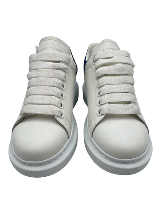 Alexander McQueen Shoe Size 37 White & Blue Leather & Suede Lace Up Sneakers White & Blue / 37