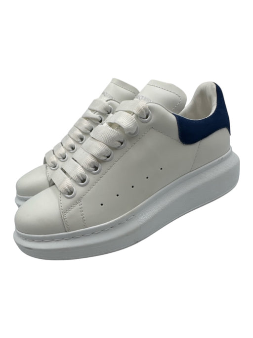 Alexander McQueen Shoe Size 37 White & Blue Leather & Suede Lace Up Sneakers White & Blue / 37