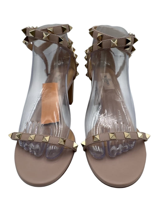 Valentino Garavani Shoe Size 38.5 Taupe Beige Leather Rockstud Sandals Taupe Beige / 38.5