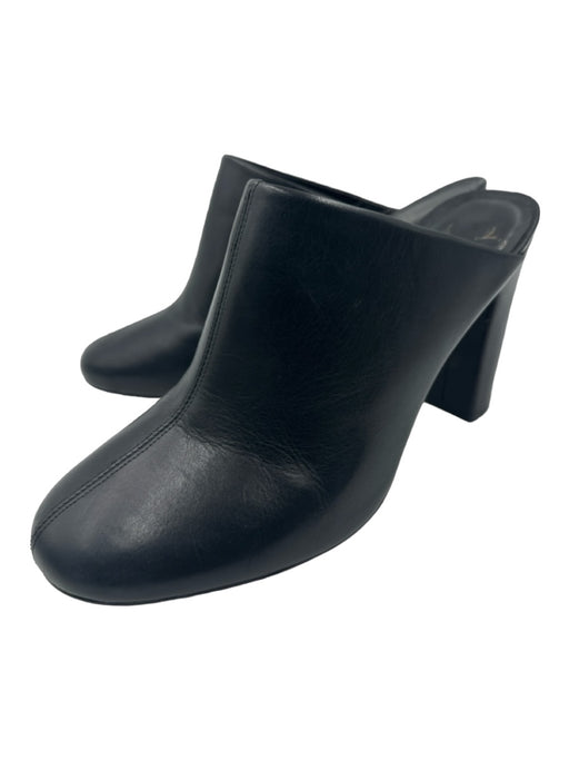 Ted Baker Shoe Size 40 Black Leather Block Heel Round Toe Mules Black / 40