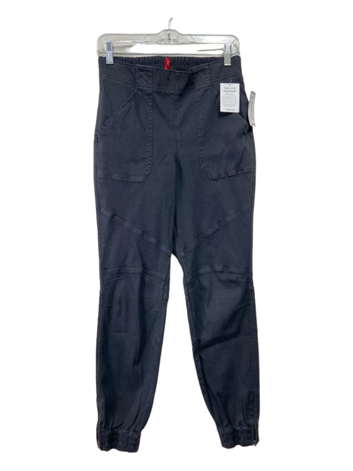 Spanx Size Medium Charcoal Gray Cotton Blend Elastic Waist Cargo Pockets Pants Charcoal Gray / Medium