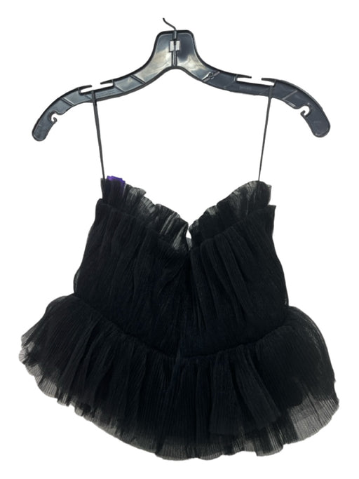 endless rose Size S Black Polyester Strapless Back Zip Tulle Micro Pleats Top Black / S