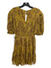 Ted Baker Size 1/S Yellow & Brown Polyester Abstract Floral Round Neck Dress Yellow & Brown / 1/S