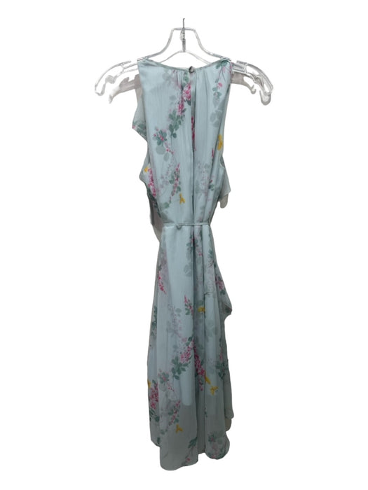 Ted Baker Size 2/M Blue & Pink Polyester Floral Round Neck Sleeveless Dress Blue & Pink / 2/M