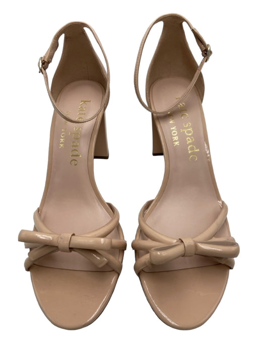 Kate Spade Shoe Size 10 Beige Patent open toe Ankle Strap Bow Block heel Pumps Beige / 10