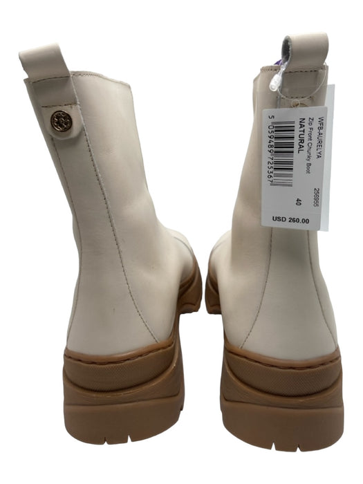 Ted Baker Shoe Size 40 Brown & White Leather Calf High Front Zip Platform Boots Brown & White / 40