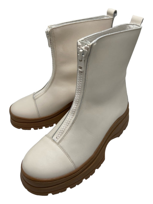 Ted Baker Shoe Size 40 Brown & White Leather Calf High Front Zip Platform Boots Brown & White / 40