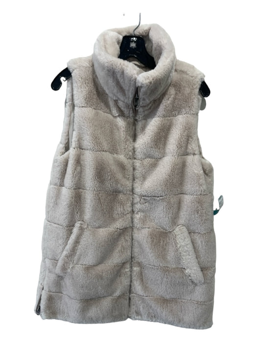 Dylan Size S Gray Polyester High Neck Zip Front Fuzzy Quilted Vest Gray / S