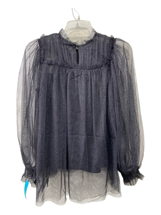 ALLSAINTS Size 4 Metallic Black Polyester Blend Mesh Long Sleeve Slip Incl Top Metallic Black / 4