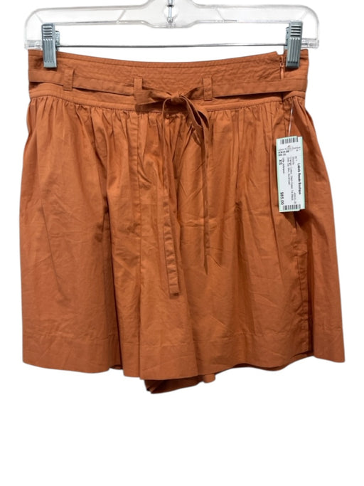 Ulla Johnson Size XS Orange Cotton Stitch Detail Tie Waist Side Zip Mini Shorts Orange / XS