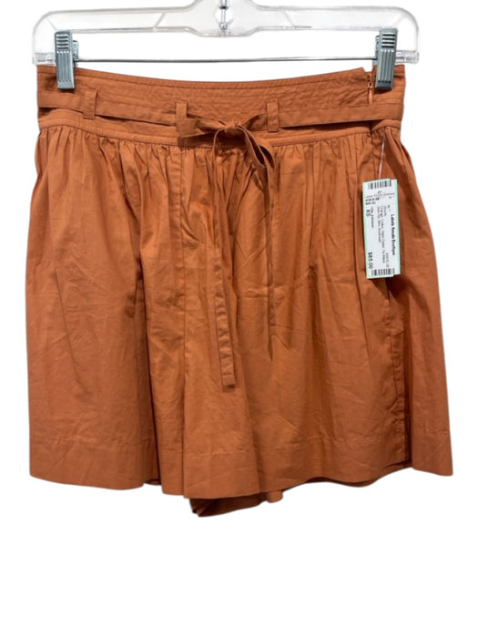 Ulla Johnson Size XS Orange Cotton Stitch Detail Tie Waist Side Zip Mini Shorts Orange / XS