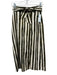 Marie Oliver Size XS Brown & Cream Cotton Striped Belted Slit Midi Skirt Brown & Cream / XS