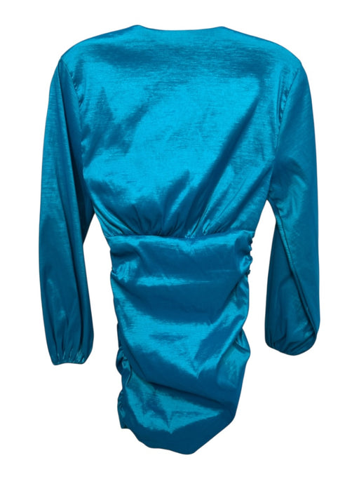 Lovers and Friends Size S Turquoise Blue Shimmer Long Sleeve V Neck Dress Turquoise Blue / S