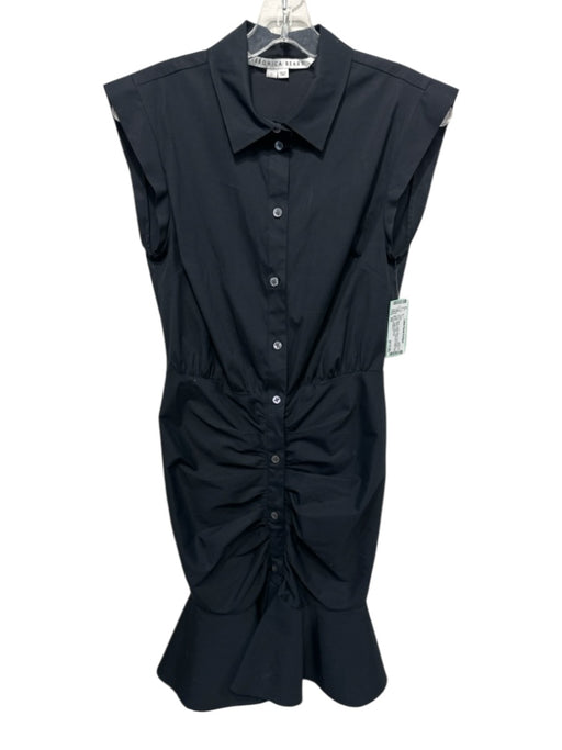 Veronica Beard Size XS Black Cotton Blend Sleeveless Collar Button Down Dress Black / XS