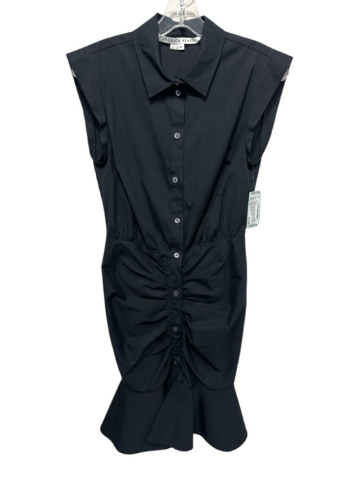 Veronica Beard Size XS Black Cotton Blend Sleeveless Collar Button Down Dress Black / XS