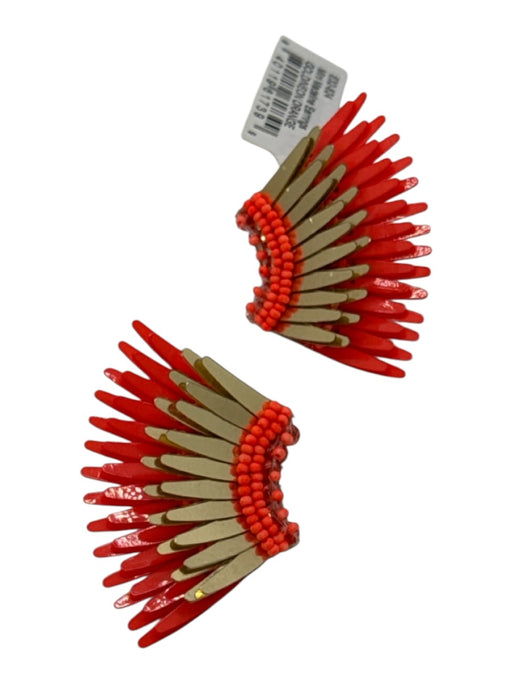 Mignonne Gavigan Orange & Gold Plastic Beaded Wing Post Back Earrings Orange & Gold