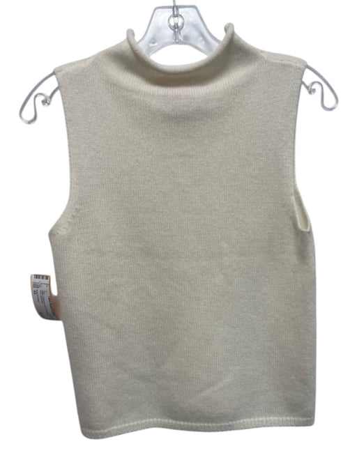 Rose & Crown Size XS White Cashmere Knit Sleeveless Rolled Neck Top White / XS