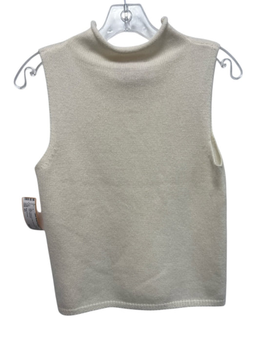 Rose & Crown Size XS White Cashmere Knit Sleeveless Rolled Neck Top White / XS