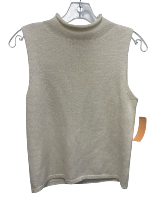 Rose & Crown Size XS White Cashmere Knit Sleeveless Rolled Neck Top White / XS