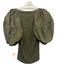 Ulla Johnson Size P Green Cotton Short Puff Sleeve Wide Neck Ribbed Top Green / P