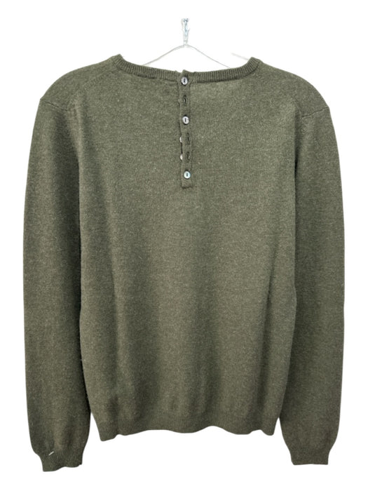 Brodie Size M Olive Green Cashmere Long Sleeve Solid Button Up Back Sweater Olive Green / M