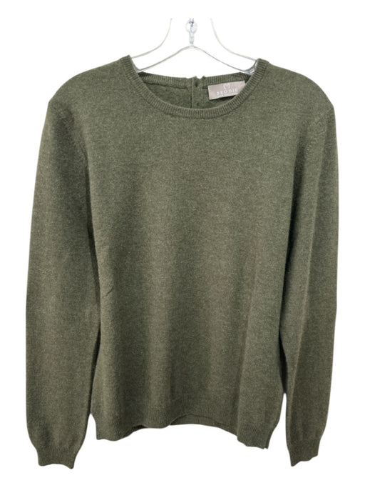 Brodie Size M Olive Green Cashmere Long Sleeve Solid Button Up Back Sweater Olive Green / M