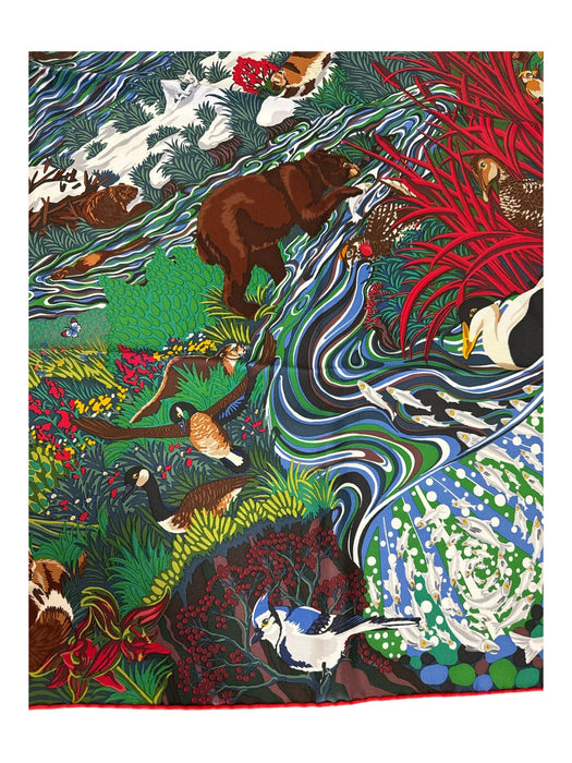 Hermes Red, Green, Blue, Multi Silk Flora & Fauna Square scarf Red, Green, Blue, Multi
