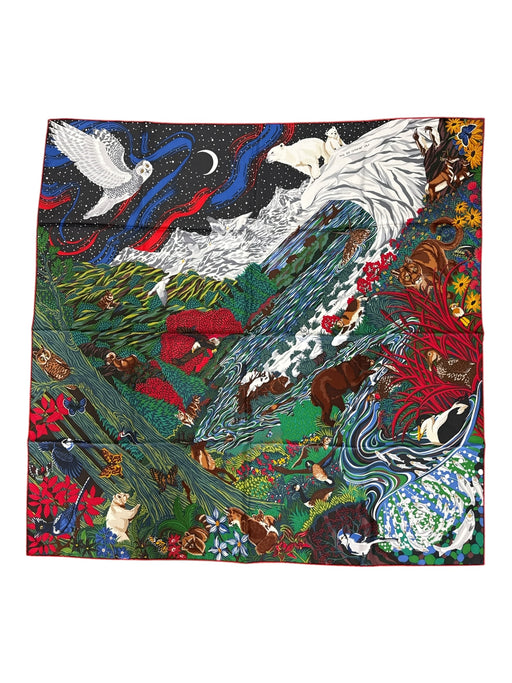 Hermes Red, Green, Blue, Multi Silk Flora & Fauna Square scarf Red, Green, Blue, Multi