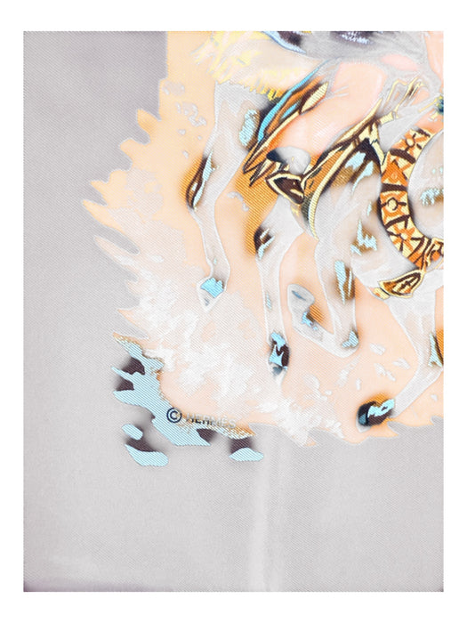 Hermes Brown, Yellow, Multi Silk Flora & Fauna Square scarf Brown, Yellow, Multi