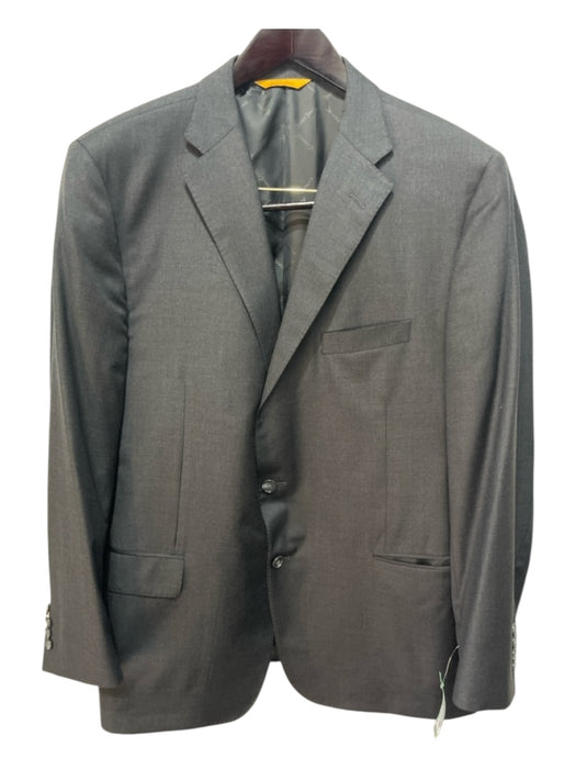 Hickey Freeman Dark Gray Wool Blend Solid 2 Button Men's Suit 48