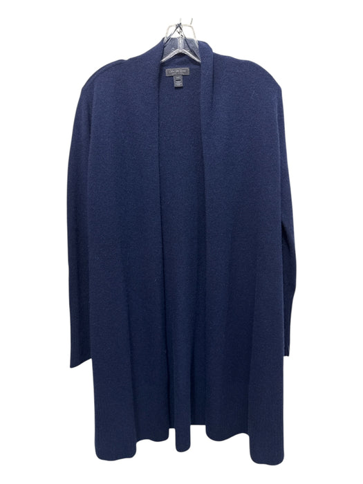 Saks Fifth Ave Size M Navy Blue Cashmere Rib Knit Ribbed Cuffs Open Front Jacket Navy Blue / M