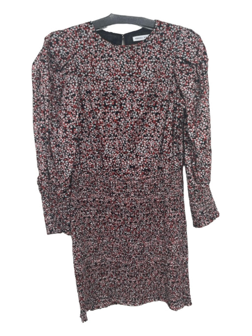 Rebecca Minkoff Size M Black, Red & White Cotton Ruched Floral Long Sleeve Dress Black, Red & White / M