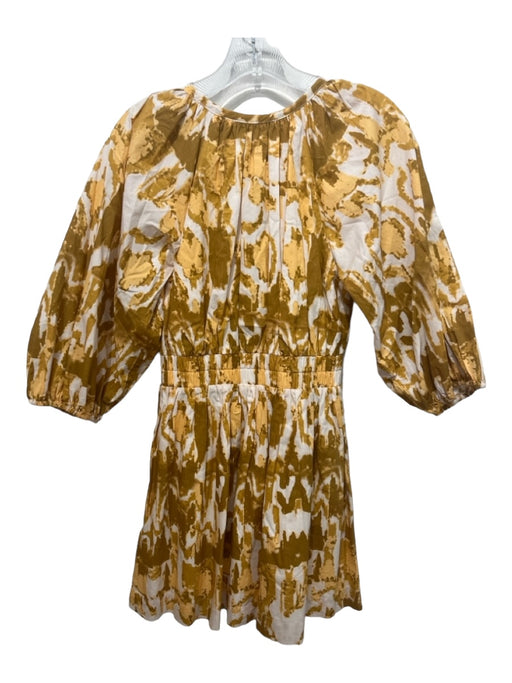 Cleobella Size XS Yellow & White Cotton All Over Print Front Tie Dress Yellow & White / XS