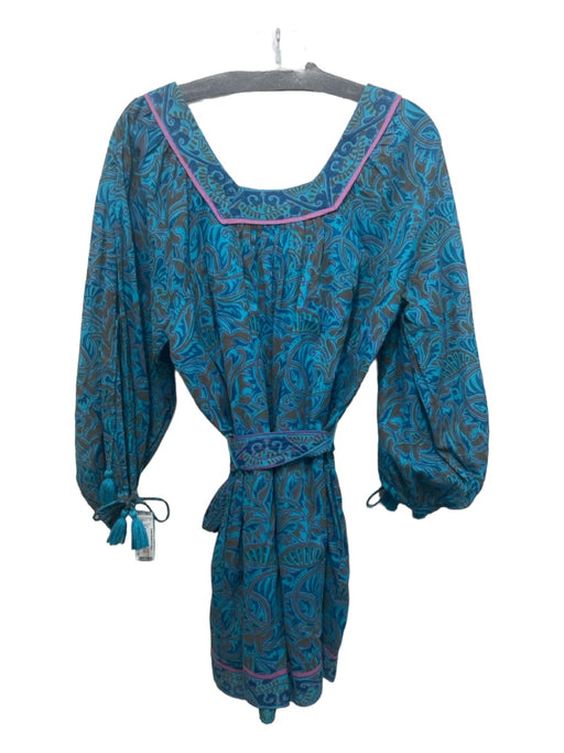 Cleobella Size S Teal, Purple, Multi Cotton Paisley All Over Print Dress Teal, Purple, Multi / S