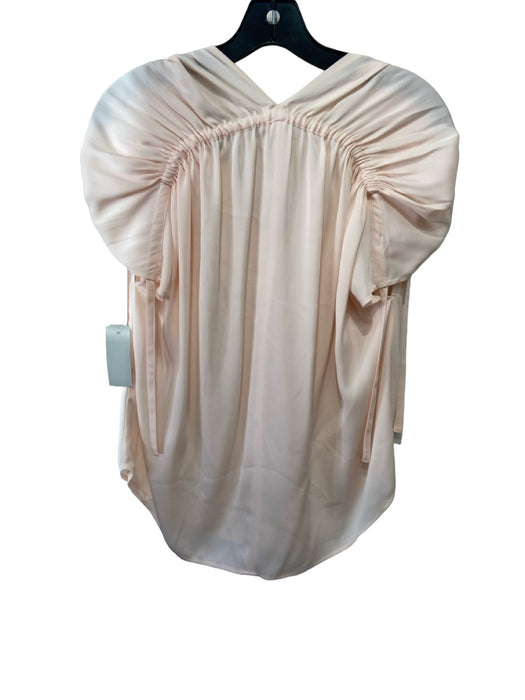 Vince Size Small Light Pink Silk Cap Sleeve Drawstring Shoulders V Neck Top Light Pink / Small