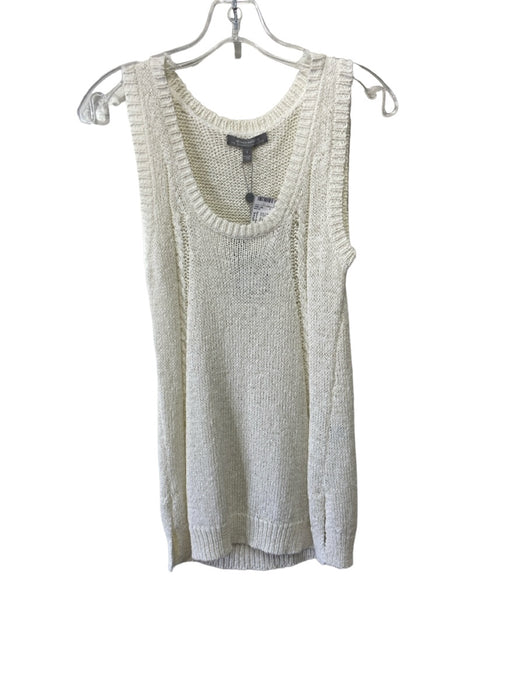 Neiman Marcus Size Small White Cotton Blend Tank Knit Side Stripe Top White / Small
