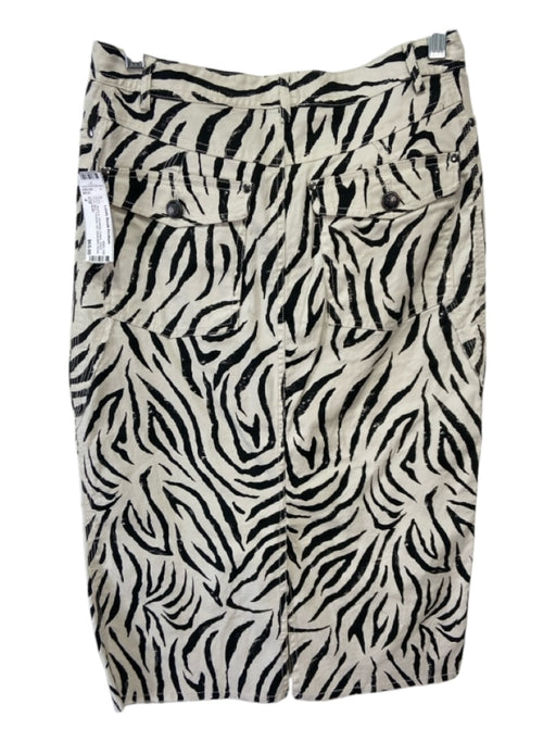 ATM Size 4 Black & Off White Cotton Zebra Print Midi Pockets slit Skirt Black & Off White / 4