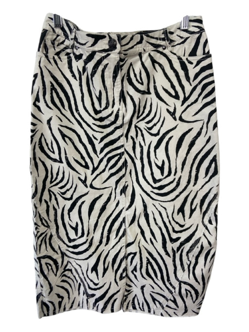 ATM Size 4 Black & Off White Cotton Zebra Print Midi Pockets slit Skirt Black & Off White / 4