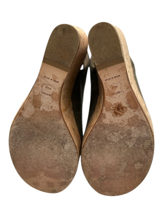 Stuart Weitzman Shoe Size 7.5 Gray Green Canvas Peep Toe Slingback Wedges Gray Green / 7.5