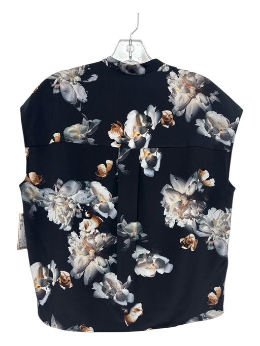 Vince Size Small Black, White, Brown Silk Short Sleeve Floral Pant Set Black, White, Brown / Small