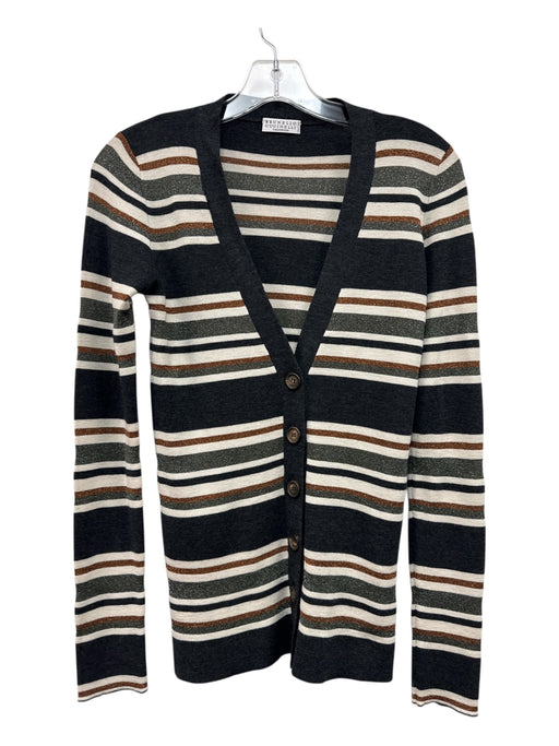 Brunello Cucinelli Size Small Gray, Bronze, Multi Wool & Cashmere Cardigan Gray, Bronze, Multi / Small