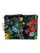 Alice + Olivia Black & Multi Leather Zip Close Floral Wristlet Clutch Bag Black & Multi / Small