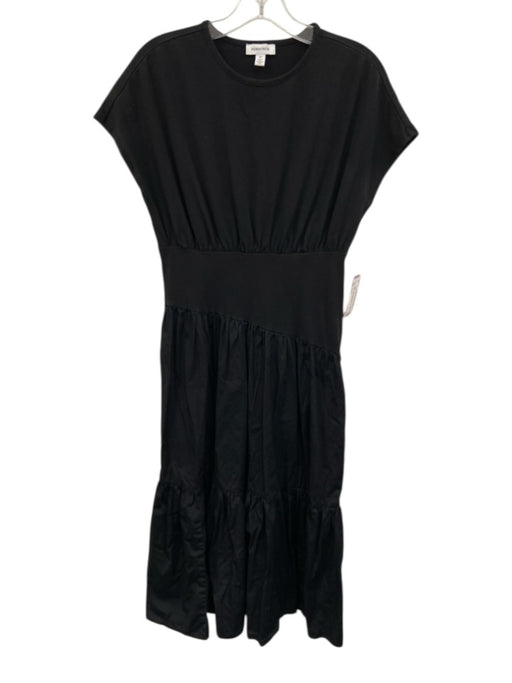 Nordstrom Size XS Black Cotton Blend Gathered Cap Sleeve Maxi Dress Black / XS