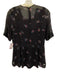 Veronica Beard Size 4 Black & Multi Silk Pintucks Flowers Back Zip Top Black & Multi / 4