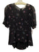 Veronica Beard Size 4 Black & Multi Silk Pintucks Flowers Back Zip Top Black & Multi / 4