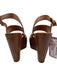 Prada Shoe Size 37.5 Cognac Brown Leather Slingback Platform Wedges Cognac Brown / 37.5